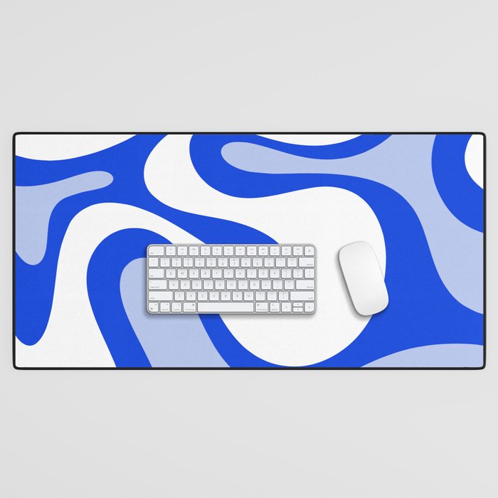 Royal Blue Smooth Contours Retro Contemporary Abstract Pattern Desk Mat Gallery Image 1
