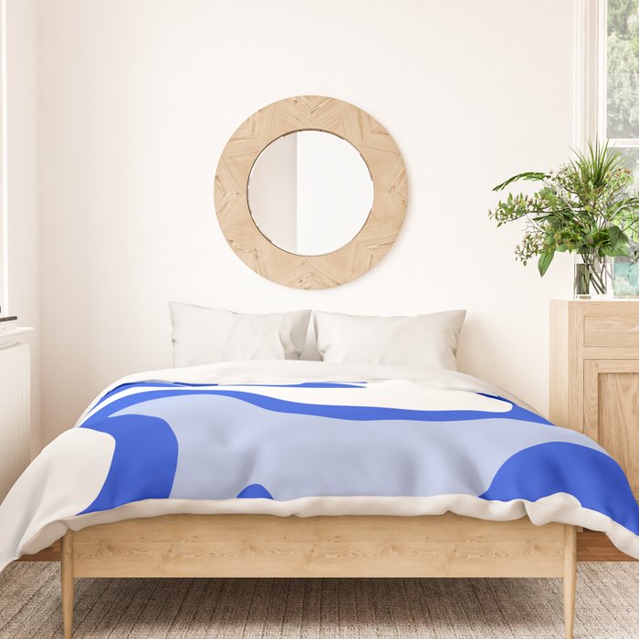 Royal Blue Smooth Contours Retro Contemporary Abstract Pattern Duvet Cover Gallery Image 3