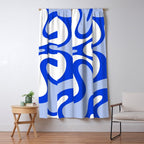 Royal Blue Smooth Contours Retro Contemporary Abstract Pattern Window Curtain Gallery Image 5