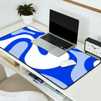 Royal Blue Smooth Contours Retro Contemporary Abstract Pattern Desk Mat Gallery Image 2
