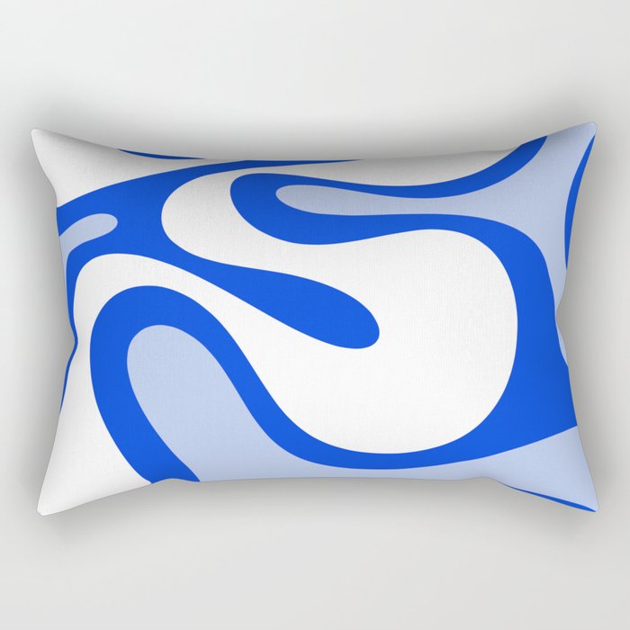 Royal Blue Smooth Contours Retro Contemporary Abstract Pattern Rectangular Pillow Gallery Image 2