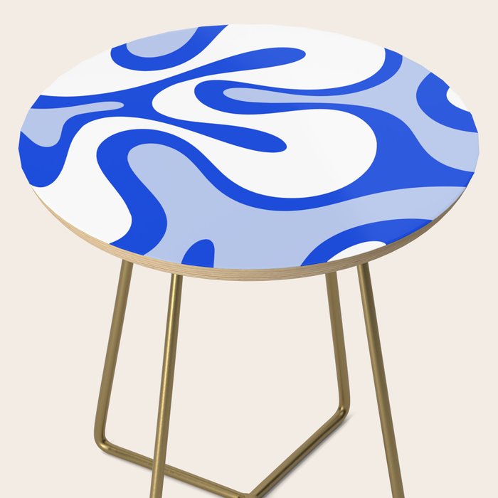 Royal Blue Smooth Contours Retro Contemporary Abstract Pattern Side Table Gallery Image 2