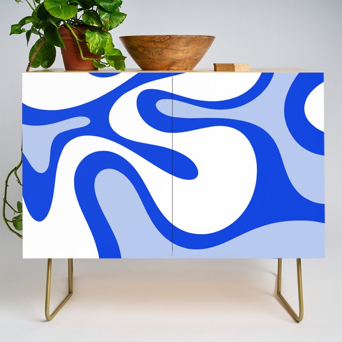 Royal Blue Smooth Contours Retro Contemporary Abstract Pattern Credenza Gallery Image 1