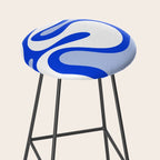 Royal Blue Smooth Contours Retro Contemporary Abstract Pattern Stool Gallery Image 2