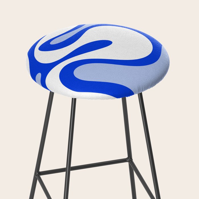 Royal Blue Smooth Contours Retro Contemporary Abstract Pattern Stool Gallery Image 2