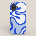 Royal Blue Smooth Contours Retro Contemporary Abstract Pattern iPhone Case Gallery Image 1