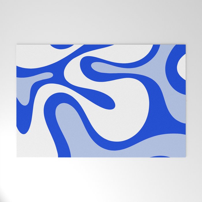 Royal Blue Smooth Contours Retro Contemporary Abstract Pattern Welcome Mat Gallery Image 1