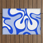 Royal Blue Smooth Contours Retro Contemporary Abstract Pattern Outdoor Rug Gallery Image 1