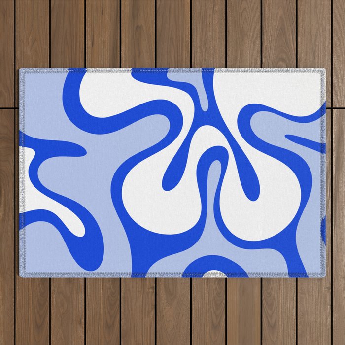 Royal Blue Smooth Contours Retro Contemporary Abstract Pattern Outdoor Rug Gallery Image 1