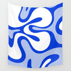 Royal Blue Smooth Contours Retro Contemporary Abstract Pattern Wall Tapestry Gallery Image 4