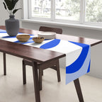 Royal Blue Smooth Contours Retro Contemporary Abstract Pattern Table Runner Gallery Image 2