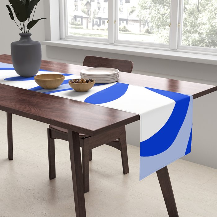 Royal Blue Smooth Contours Retro Contemporary Abstract Pattern Table Runner Gallery Image 2