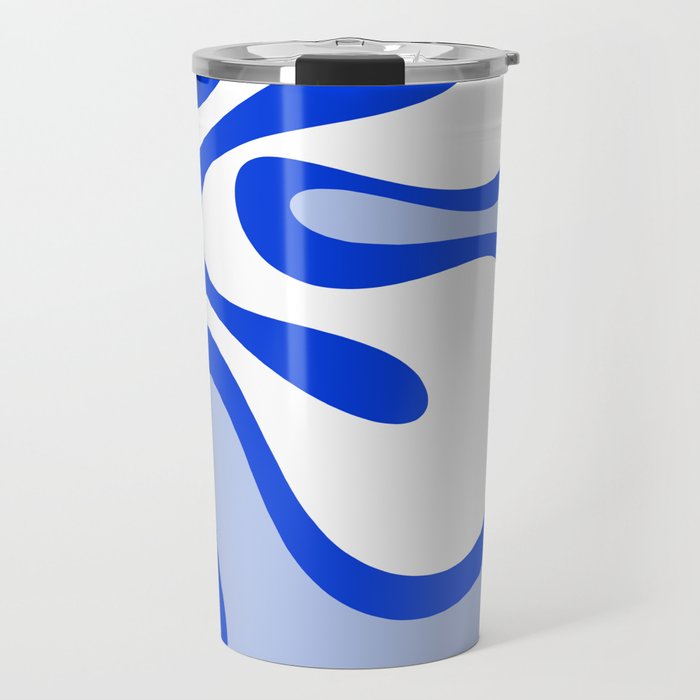 Royal Blue Smooth Contours Retro Contemporary Abstract Pattern Travel Mug Gallery Image 1