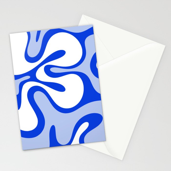 Royal Blue Smooth Contours Retro Contemporary Abstract Pattern Stationery Card Gallery Image 2
