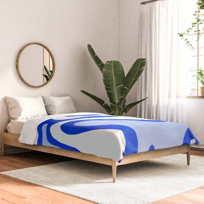 Royal Blue Smooth Contours Retro Contemporary Abstract Pattern Comforter Gallery Image 2
