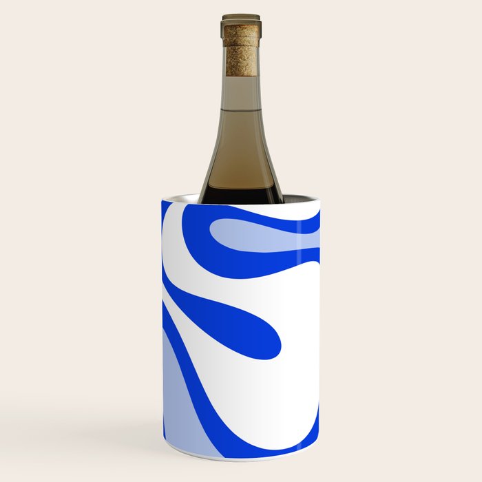 Royal Blue Smooth Contours Retro Contemporary Abstract Pattern Wine Chiller Gallery Image 1