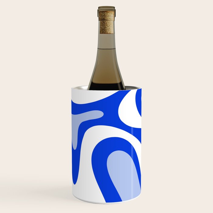 Royal Blue Smooth Contours Retro Contemporary Abstract Pattern Wine Chiller Gallery Image 2