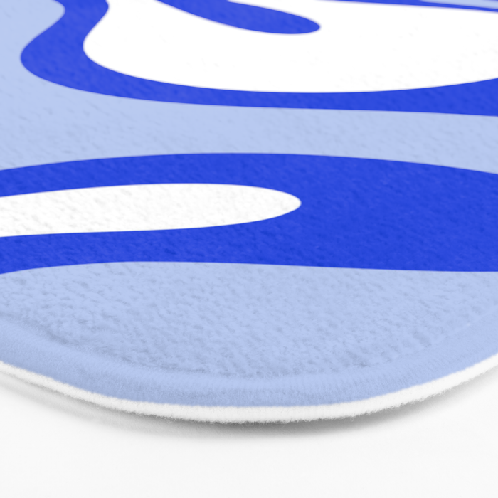 Royal Blue Smooth Contours Retro Contemporary Abstract Pattern Bath Mat Gallery Image 3