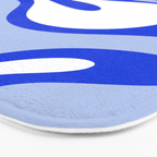 Royal Blue Smooth Contours Retro Contemporary Abstract Pattern Bath Mat Gallery Image 3