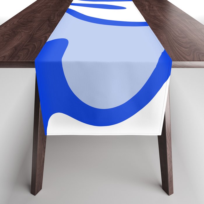 Royal Blue Smooth Contours Retro Contemporary Abstract Pattern Table Runner Gallery Image 1