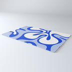Royal Blue Smooth Contours Retro Contemporary Abstract Pattern Rug Gallery Image 3