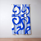 Royal Blue Smooth Contours Retro Contemporary Abstract Pattern Window Curtain Gallery Image 3