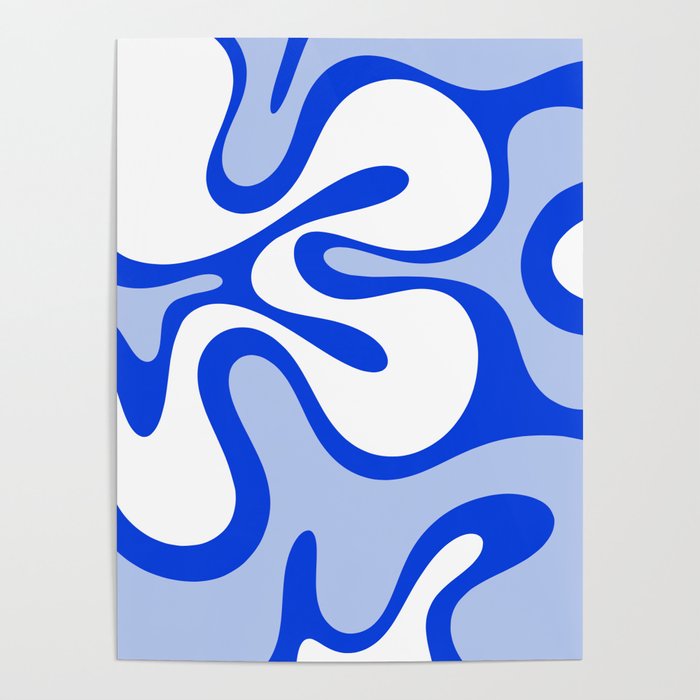 Royal Blue Smooth Contours Retro Contemporary Abstract Pattern Poster Gallery Image 4
