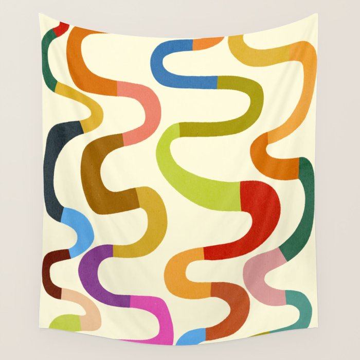 Fun, colorful and squiggly lines Wall Tapestry Gallery Image 4