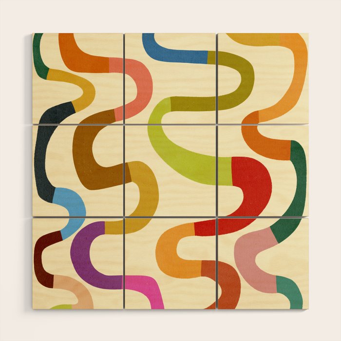 Fun, colorful and squiggly lines Wood Wall Art Gallery Image 1