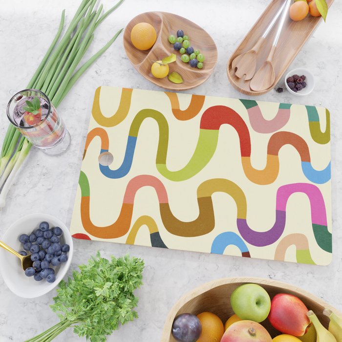 Fun, colorful and squiggly lines Cutting Board Gallery Image 2