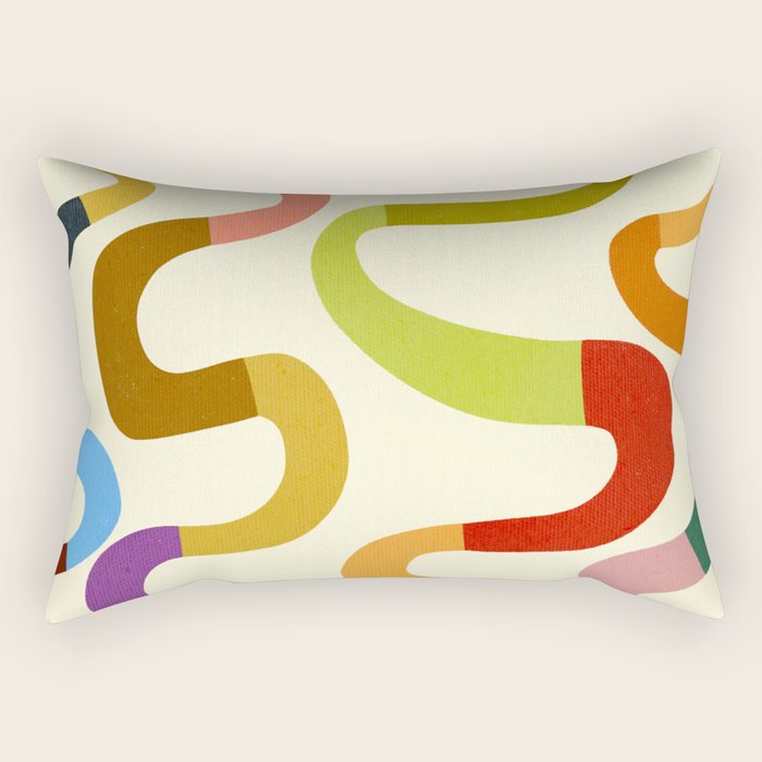 Fun, colorful and squiggly lines Rectangular Pillow Gallery Image 2