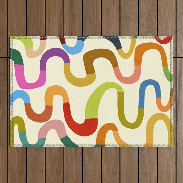 Fun, colorful and squiggly lines Outdoor Rug Gallery Image 1