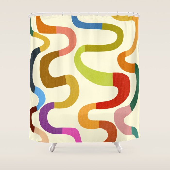 Fun, colorful and squiggly lines Shower Curtain Gallery Image 1