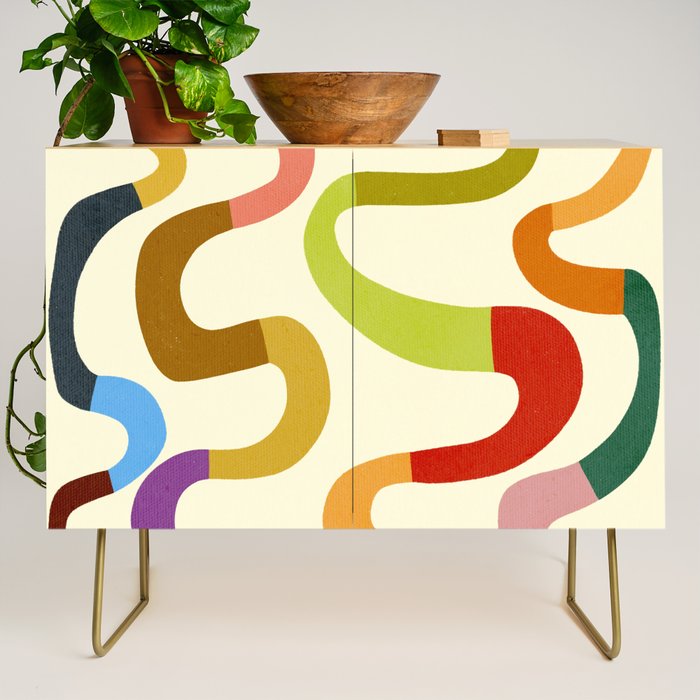 Fun, colorful and squiggly lines Credenza Gallery Image 1
