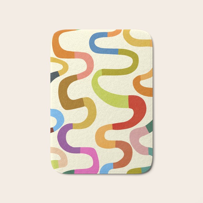 Fun, colorful and squiggly lines Bath Mat Gallery Image 1