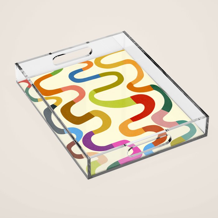 Fun, colorful and squiggly lines Acrylic Tray Gallery Image 1
