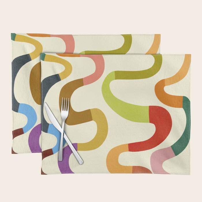 Fun, colorful and squiggly lines Placemat Gallery Image 1