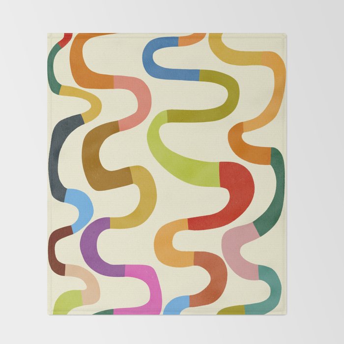 Fun, colorful and squiggly lines Throw Blanket Gallery Image 2