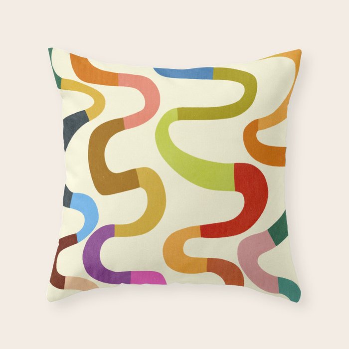 Fun, colorful and squiggly lines Throw Pillow Gallery Image 1