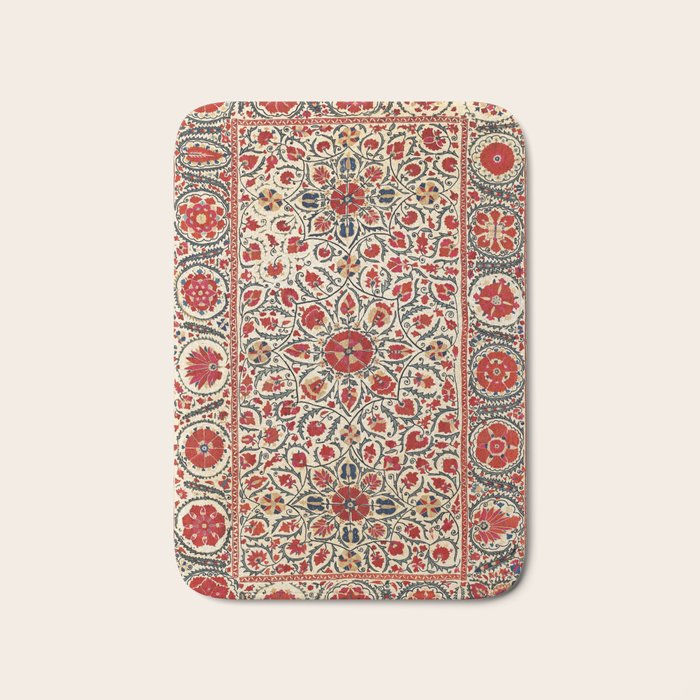 Bokhara Suzani Uzbekistan Colorful Embroidery Print Bath Mat Gallery Image 1