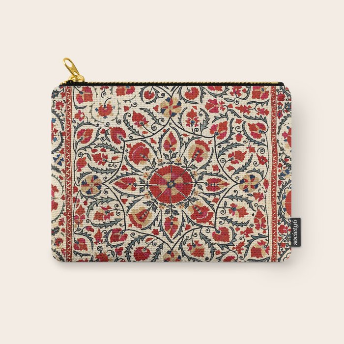 Bokhara Suzani Uzbekistan Colorful Embroidery Print Carry All Pouch Gallery Image 1