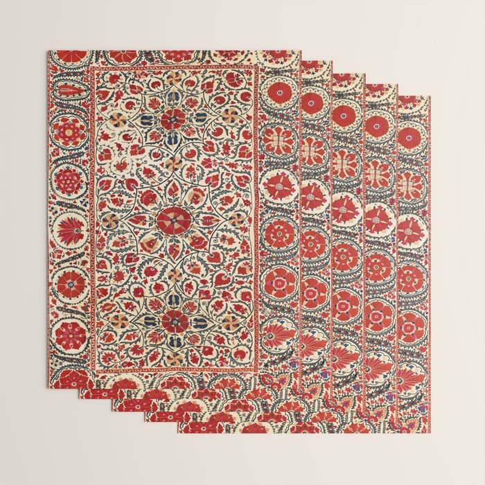 Bokhara Suzani Uzbekistan Colorful Embroidery Print Wrapping Paper Gallery Image 3