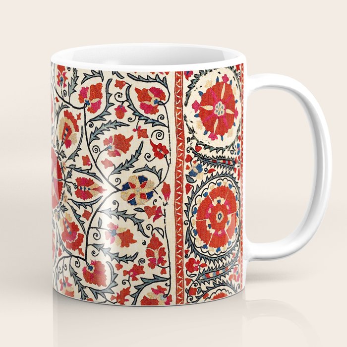 Bokhara Suzani Uzbekistan Colorful Embroidery Print Coffee Mug Gallery Image 1