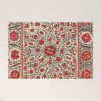 Bokhara Suzani Uzbekistan Colorful Embroidery Print Welcome Mat Gallery Image 1