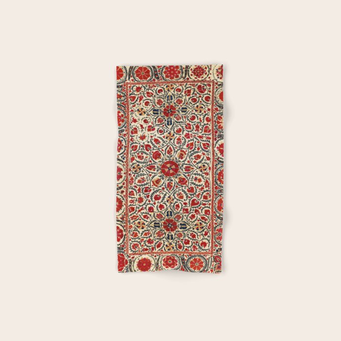 Bokhara Suzani Uzbekistan Colorful Embroidery Print Bath Towel Gallery Image 1