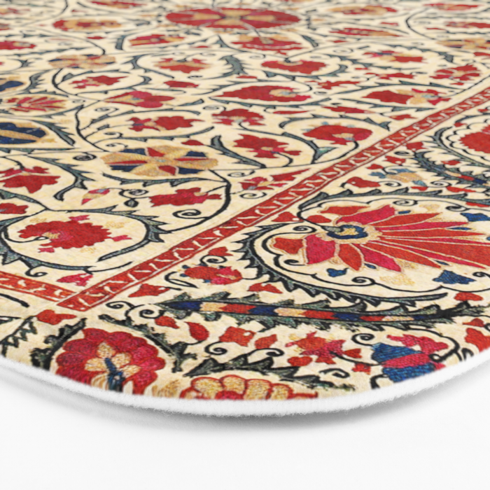 Bokhara Suzani Uzbekistan Colorful Embroidery Print Bath Mat Gallery Image 3