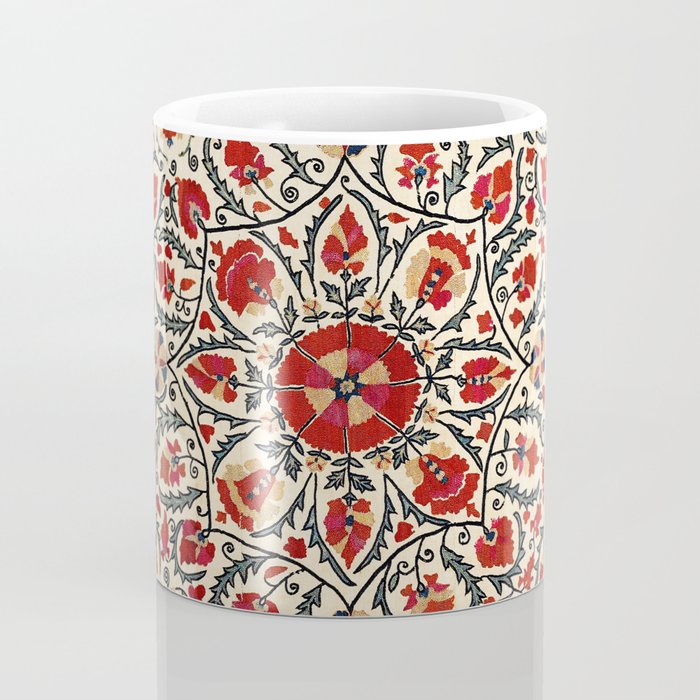 Bokhara Suzani Uzbekistan Colorful Embroidery Print Coffee Mug Gallery Image 4