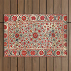 Bokhara Suzani Uzbekistan Colorful Embroidery Print Outdoor Rug Gallery Image 1