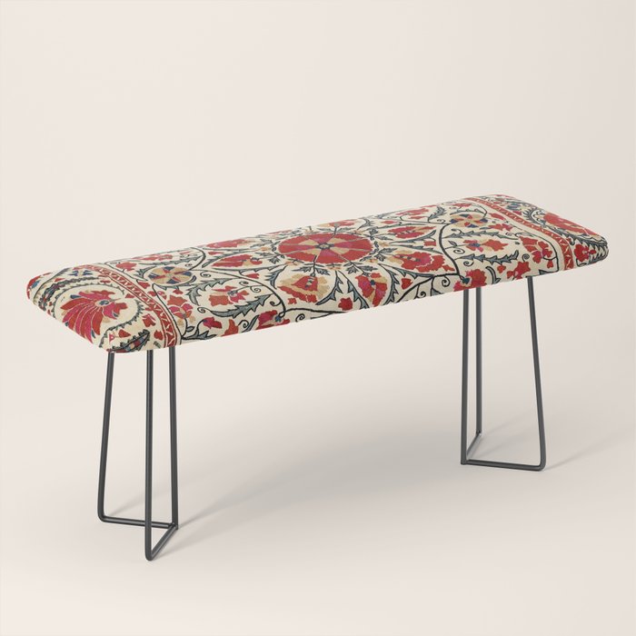 Bokhara Suzani Uzbekistan Colorful Embroidery Print Bench Gallery Image 1