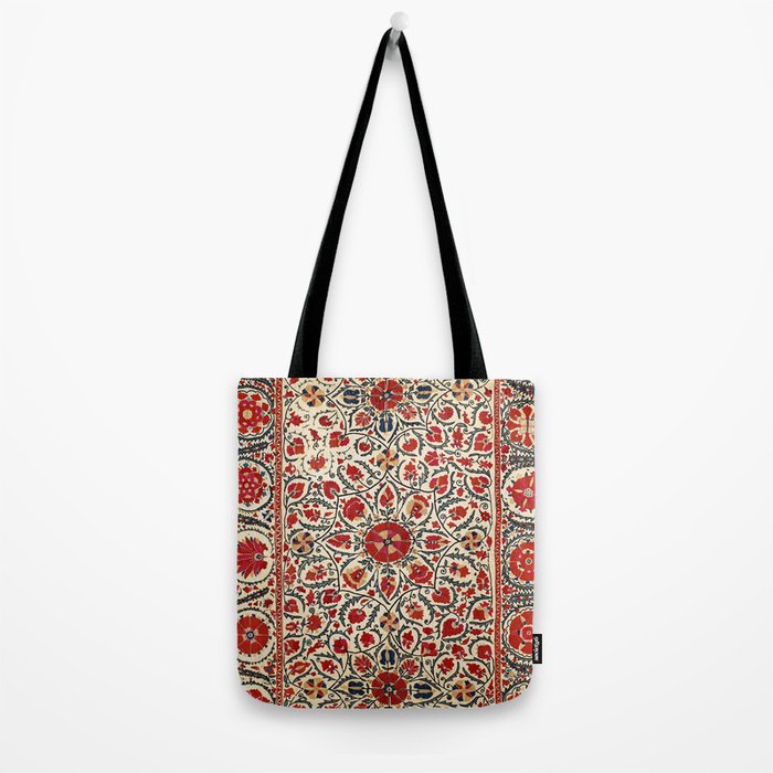 Bokhara Suzani Uzbekistan Colorful Embroidery Print Tote Bag Gallery Image 2